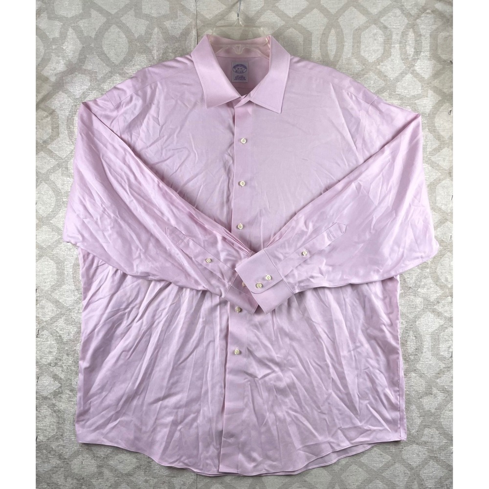 Brooks‎ Brothers Dress Shirt Mens 18-35 Pink Excellent Non-Iron Supima Cotton LS
